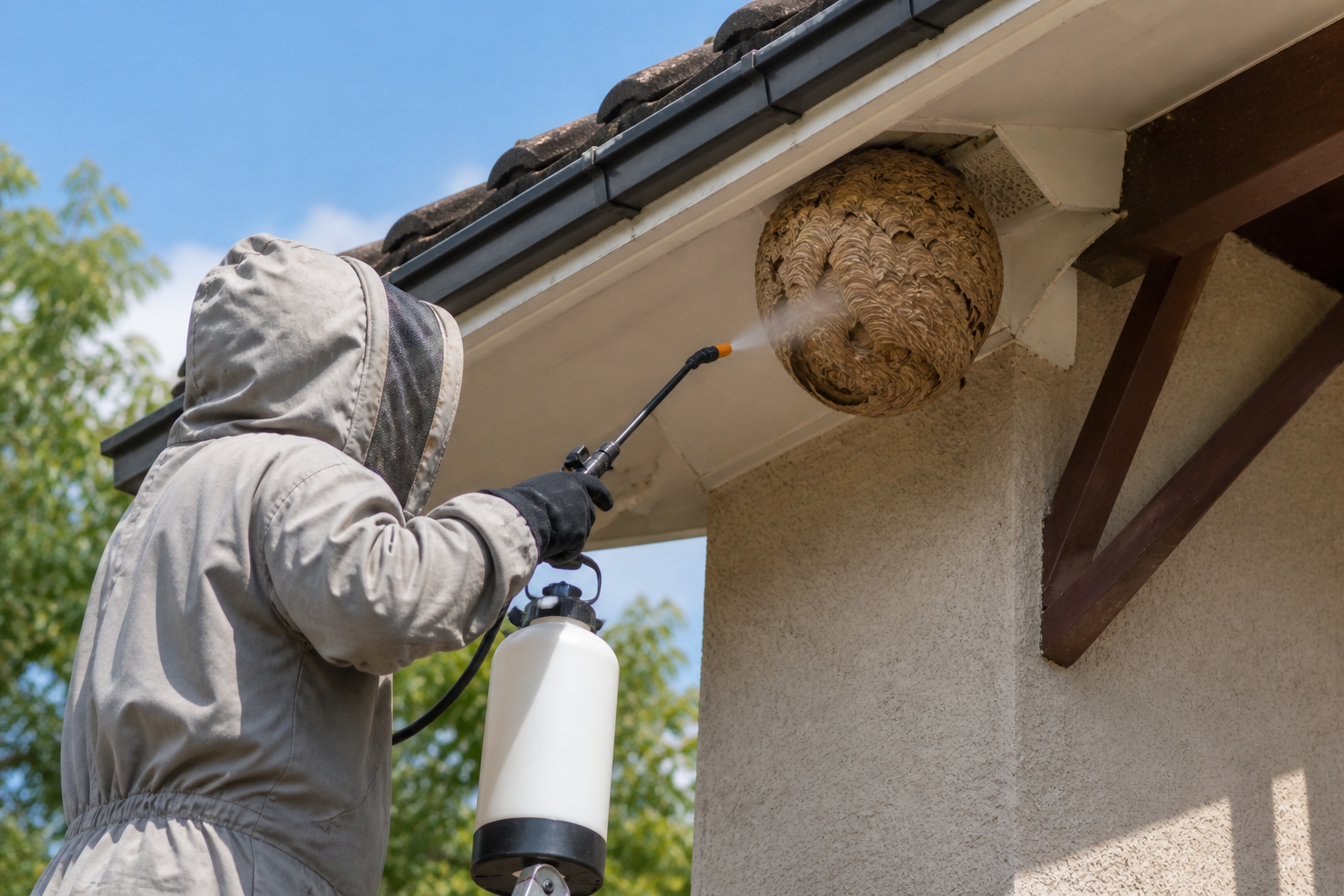 Apiculture et nid de guêpes